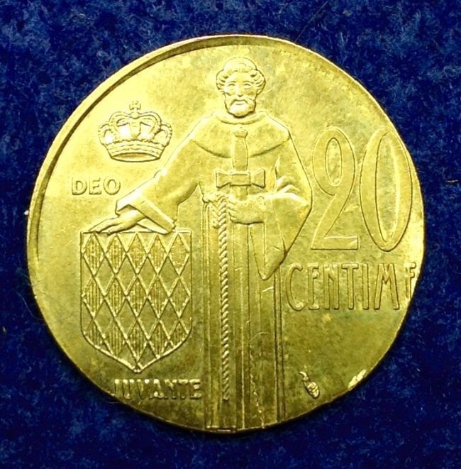 1979-Monaco-20-Cmes-Struck-On-10-Cmes-Planchet?