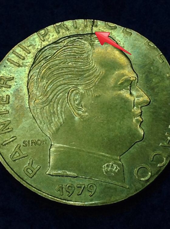 1979-Monaco-20-Cmes-Struck-On-10-Cmes-Planchet?