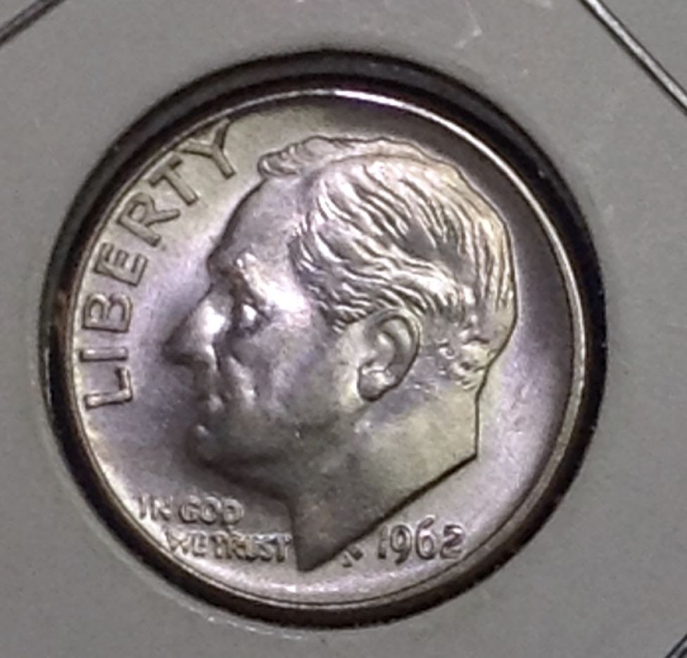 1964-D-Roosevelt-Dime-Extra-Material,-Miss-Placed-D-Error?