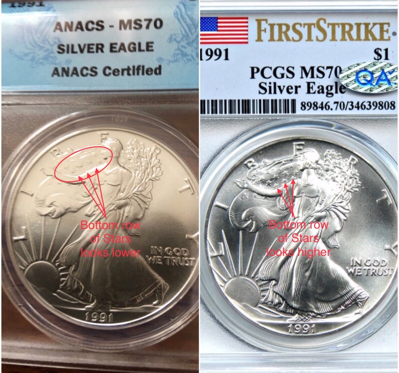1991-ASE-ANACS-MS-70-Looks-Suspect-Next-To-PCGS-Example...thoughts?