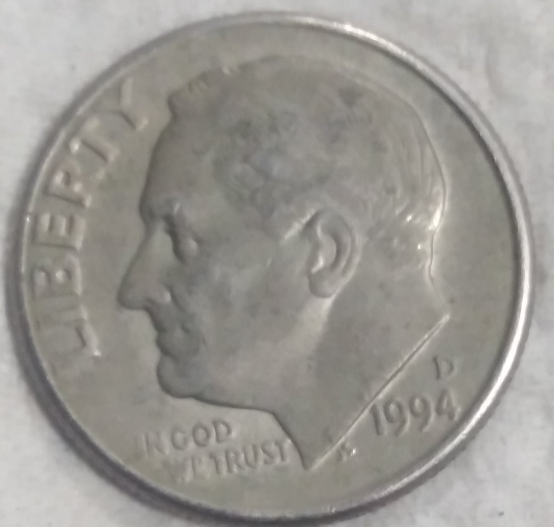 Possible-Missing-Obverse-Clad-On-1994-D-Roosevelt--Dime?