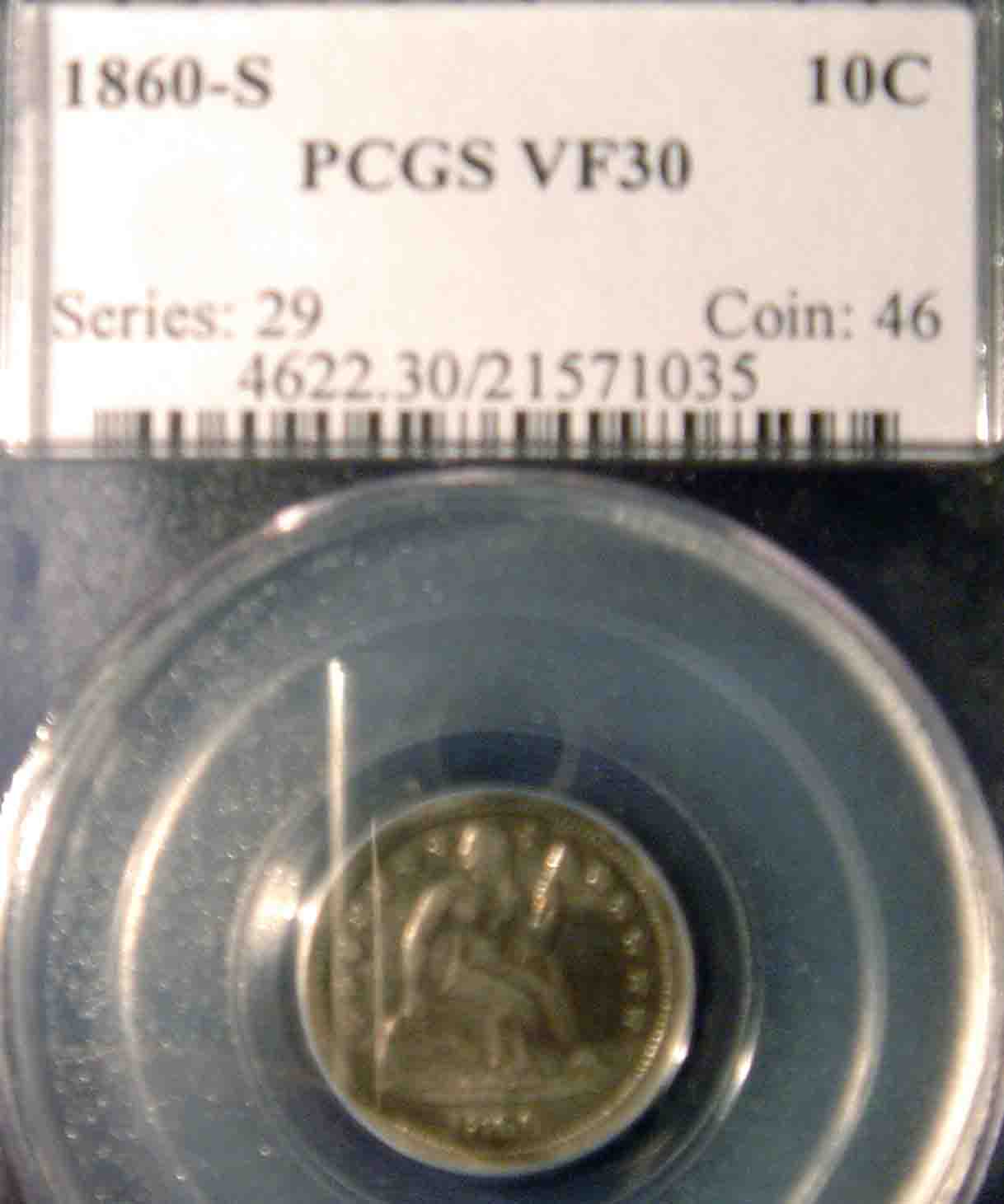 1860-S-Seated-Liberty-Dime-In-PCGS-Holder