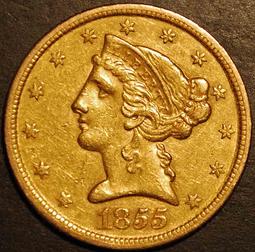 New-Purchase:--Uncertified-1855-C-Half-Eagle