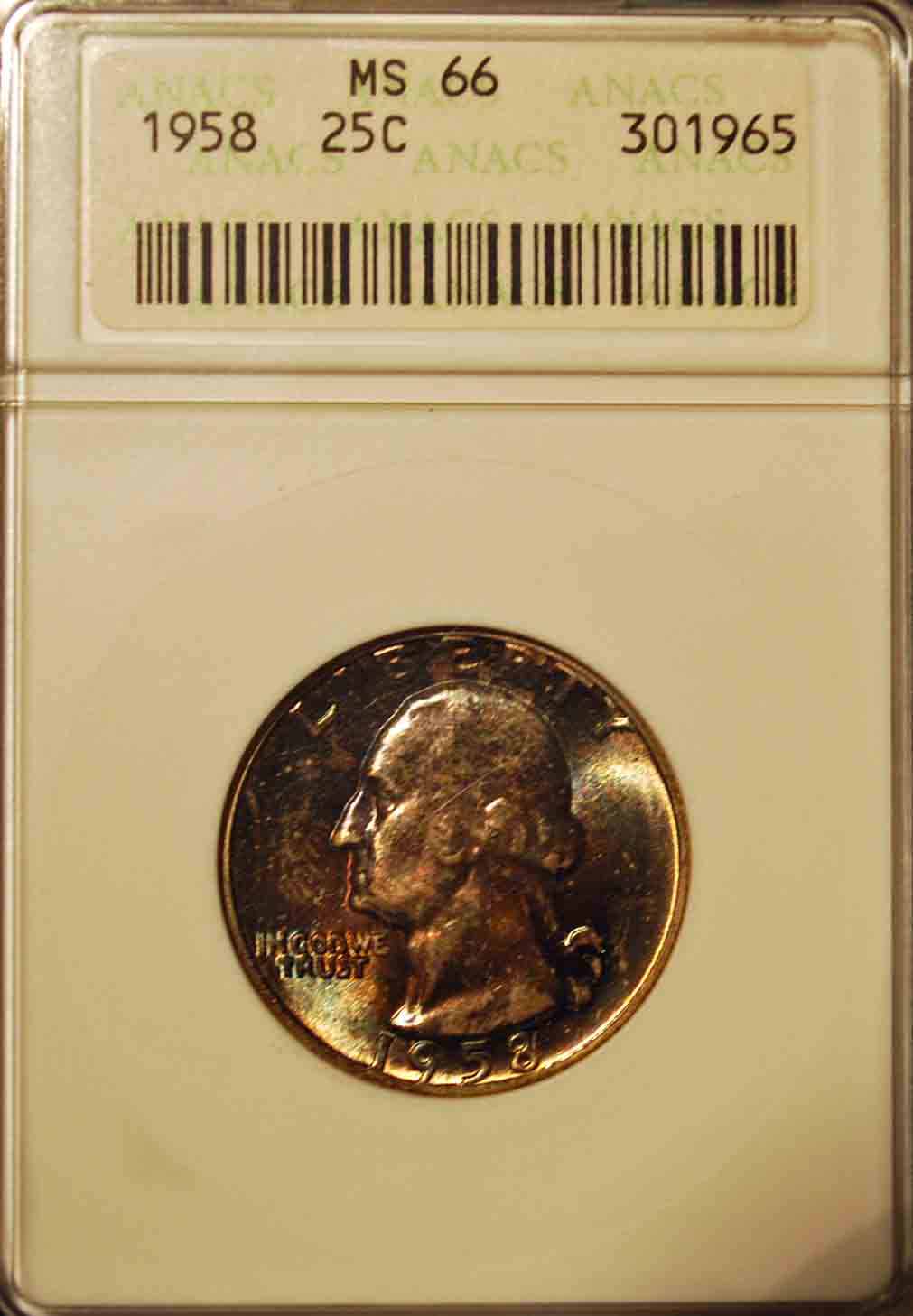 Toned-1958-Washington-Quarter