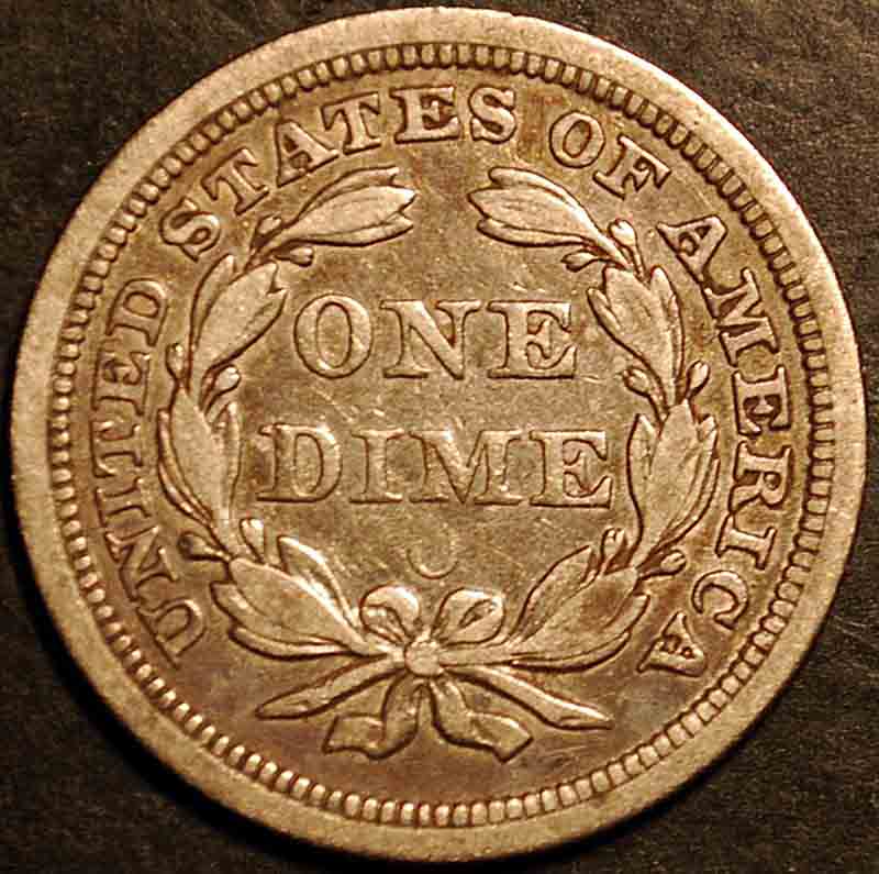 Window-Sill-Toning:--1854-O-Seated-Dime