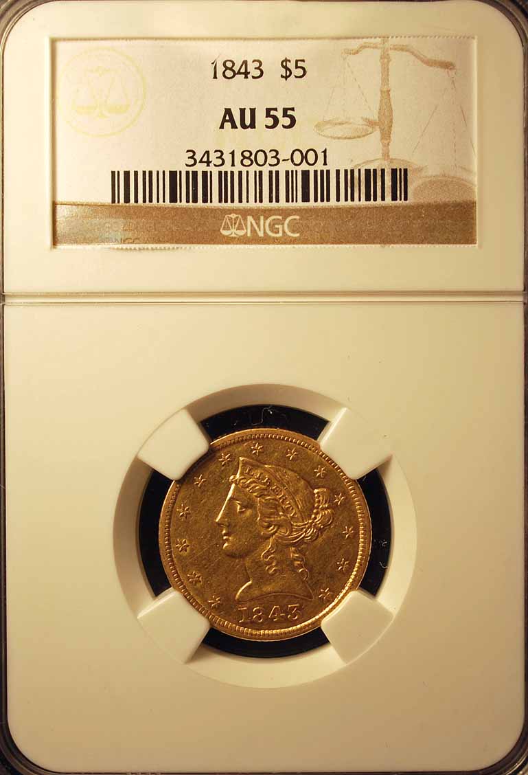 1843-Half-Eagle-In-An-NGC-Slab