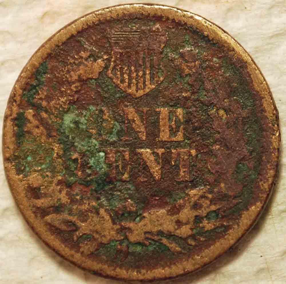 1860-Indian-Cent,-Rotated-Dies-But-Badly-Corroded