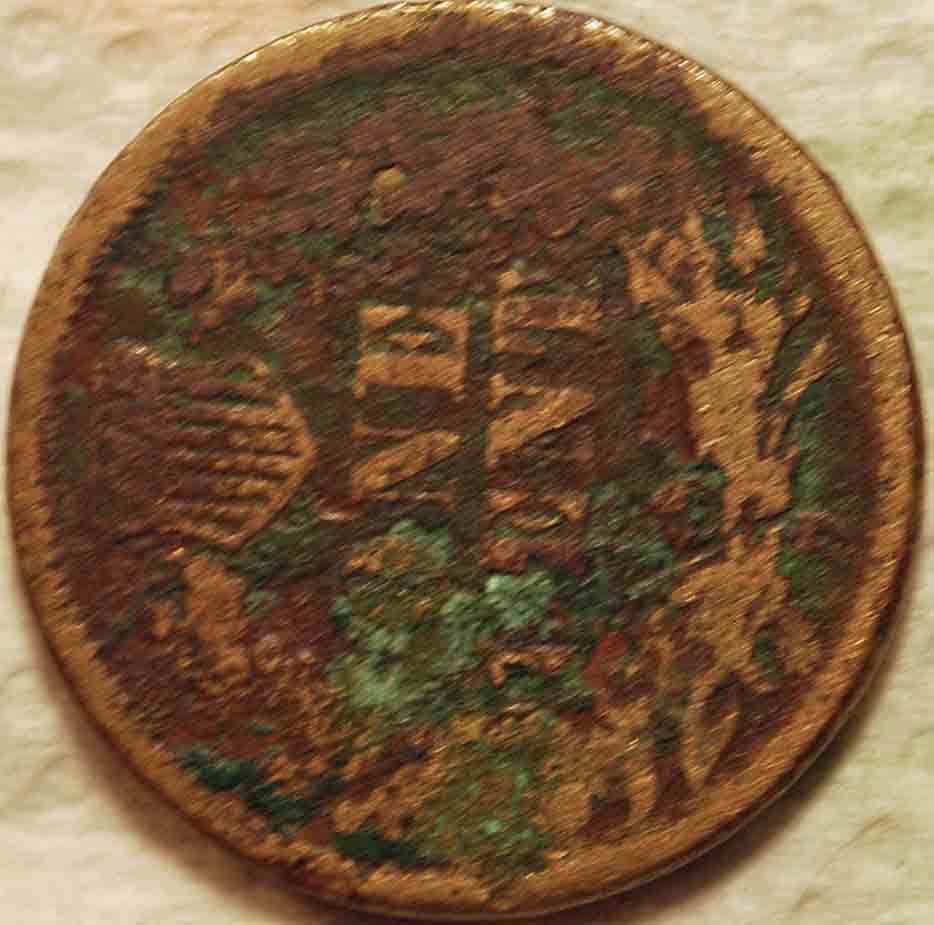 1860-Indian-Cent,-Rotated-Dies-But-Badly-Corroded
