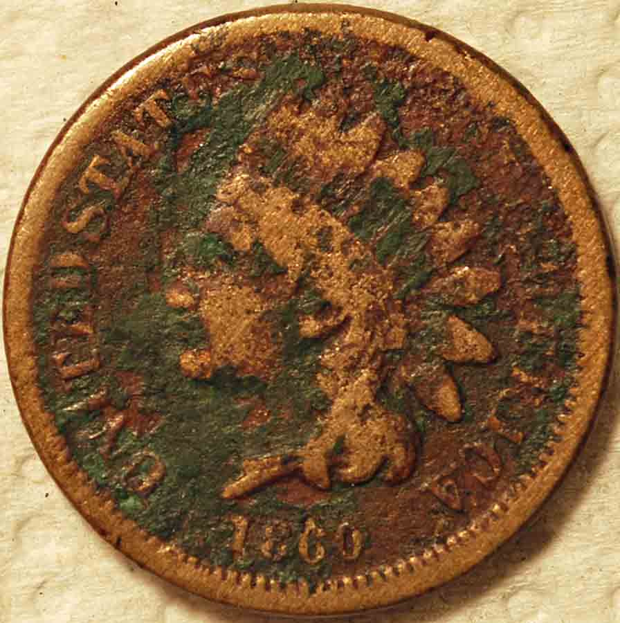 1860-Indian-Cent,-Rotated-Dies-But-Badly-Corroded