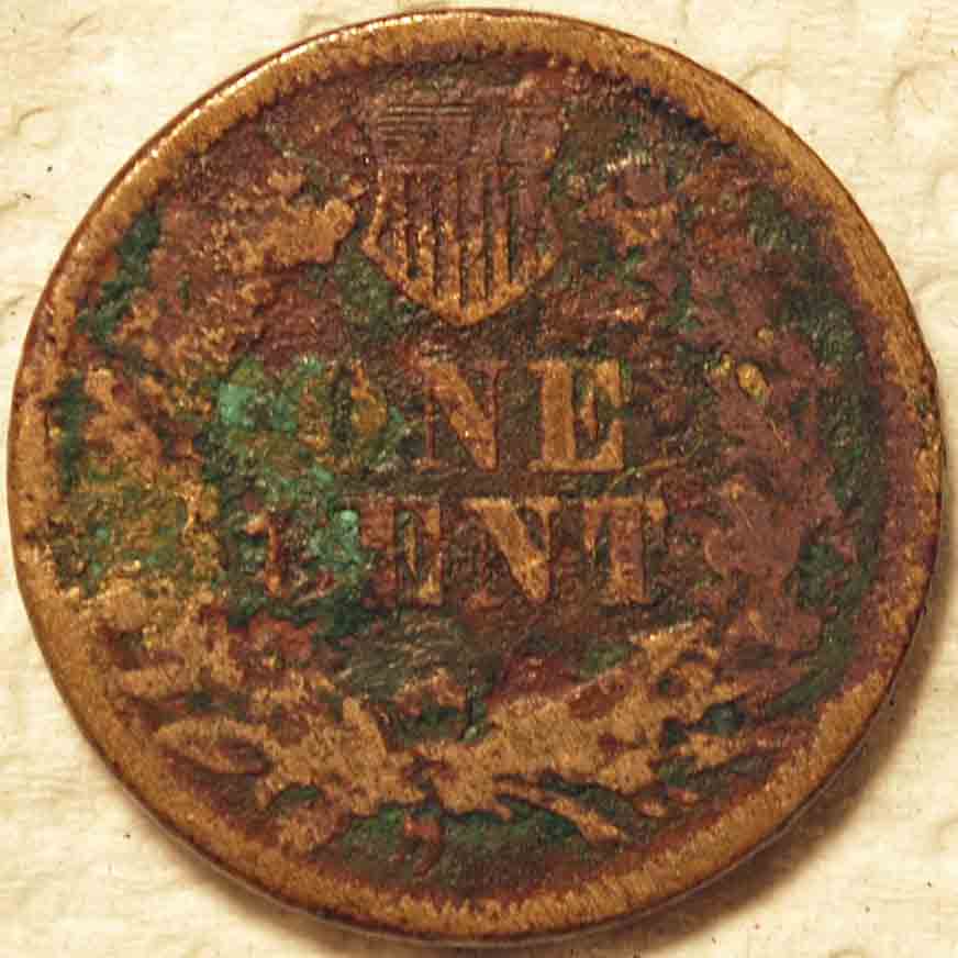 1860-Indian-Cent,-Rotated-Dies-But-Badly-Corroded