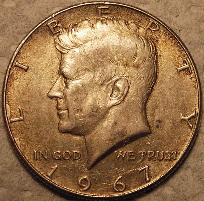 1967-Kennedy-Half-With-Cool-Struck-Through-Iron-Piece