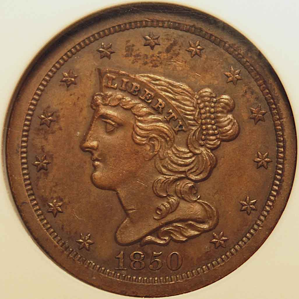 1850-Half-Cent-In-Very-Old-ANACS-Slab