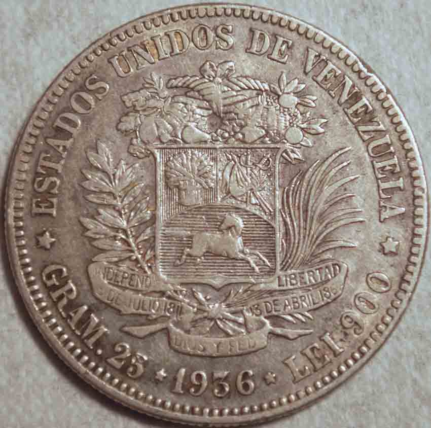 1936-Venezuela-5-Bolivares:--Grade-And-Comment?