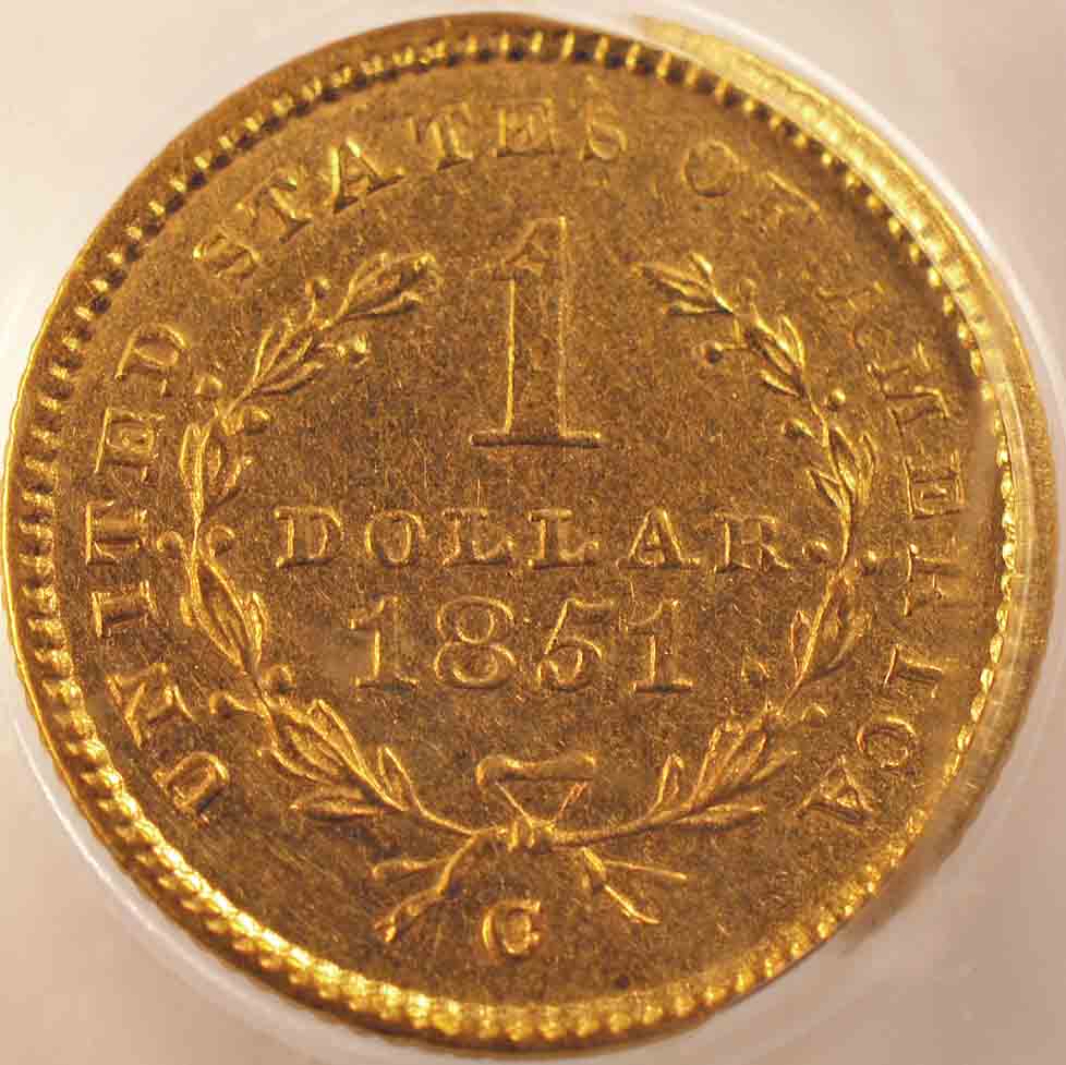 1851-C-One-Dollar-Gold:--PCGS-Graded