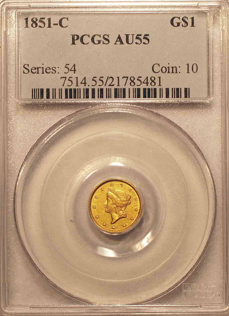 1851-C-One-Dollar-Gold:--PCGS-Graded