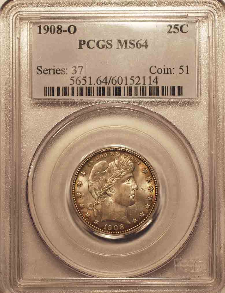 1908-O-Barber-Quarter-In-PCGS-Plastic