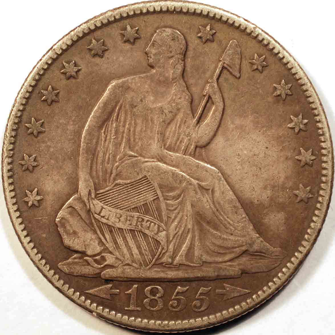 1855-O-Half-Dollar,-Original-Raw-VF?