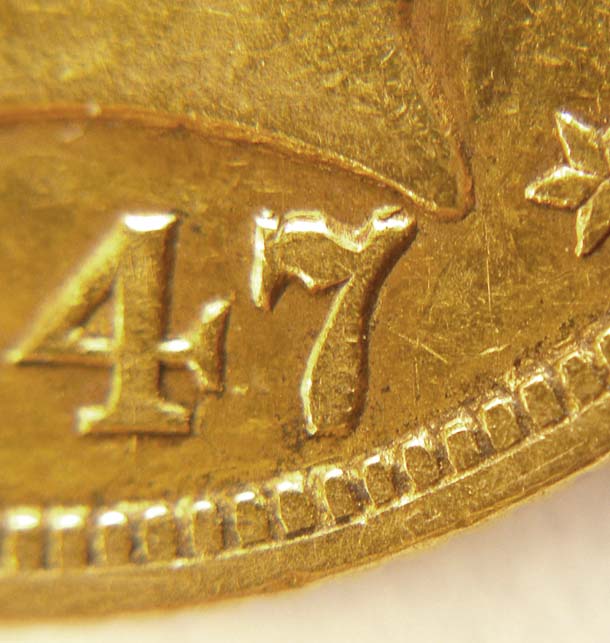 1847/7-Half-Eagle:--Another-Interesting-Gold-Coin-Variety