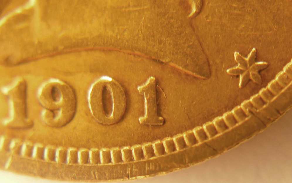 1901-S-Half-Eagle:--1/0-Overdate