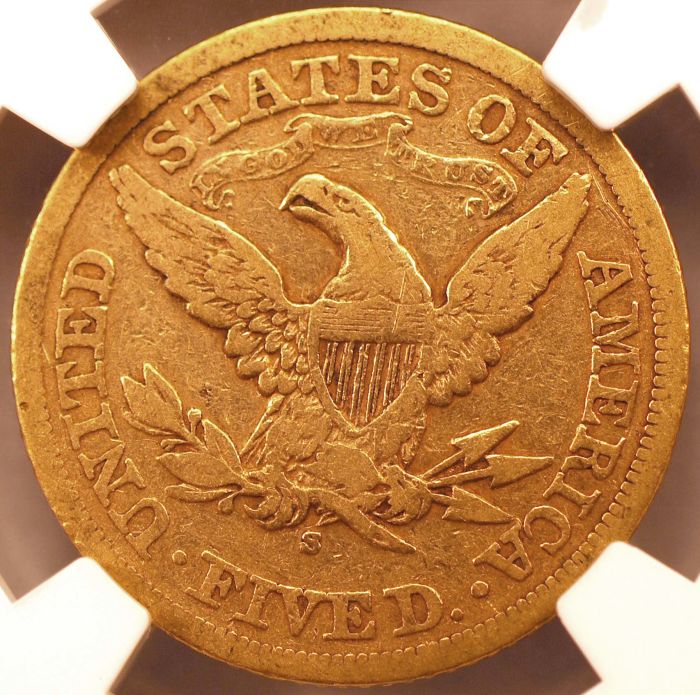 Worn-1870-S-Half-Eagle:--Quite-A-Scarce-Coin!