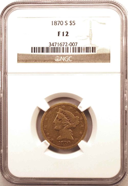 Worn-1870-S-Half-Eagle:--Quite-A-Scarce-Coin!