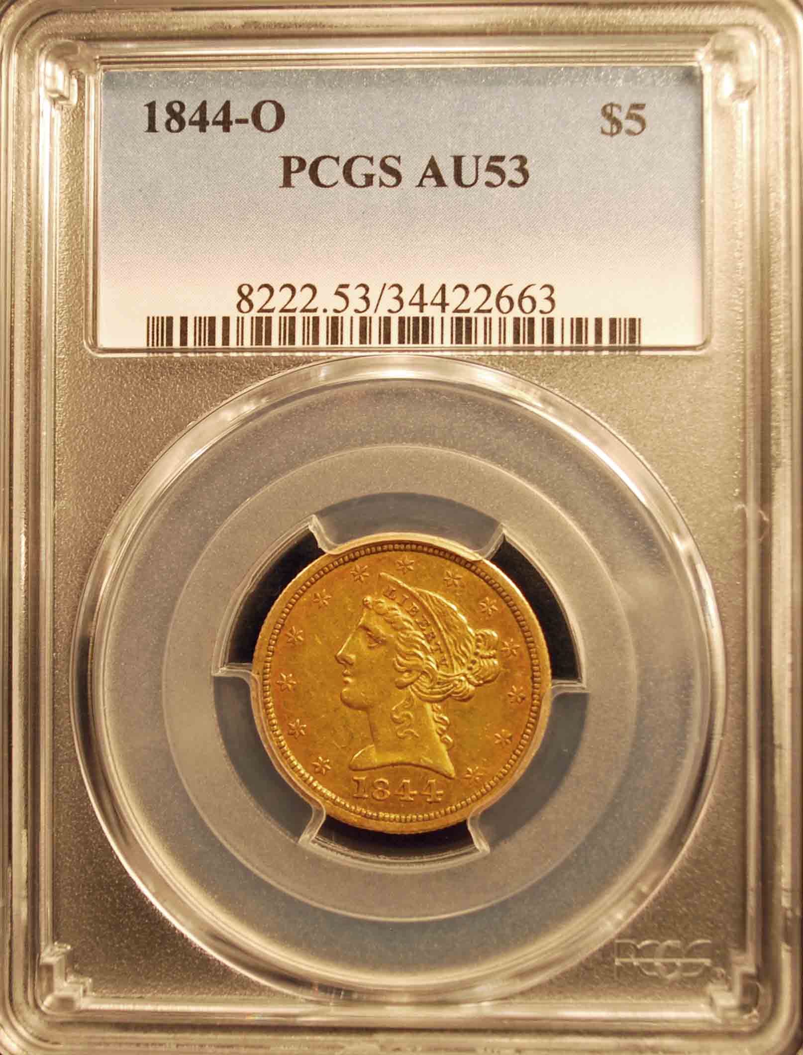 2nd-Newp-For-Grading:--1844-O-Half-Eagle