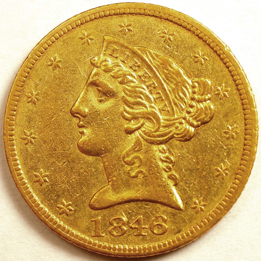 1846-Half-Eagle:--Natural,-