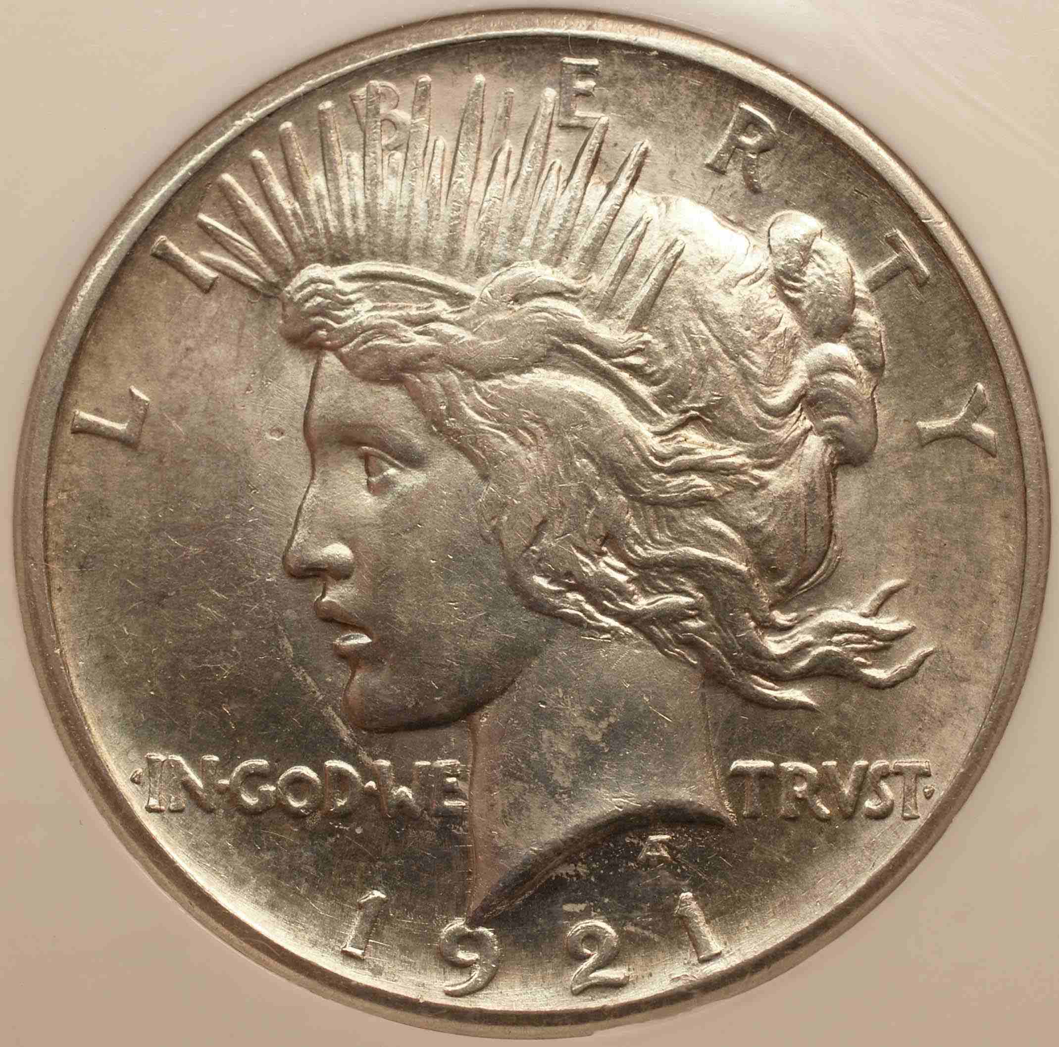 1921-Peace-Dollar,-Purchased-Raw,-Slabbed-By-NGC