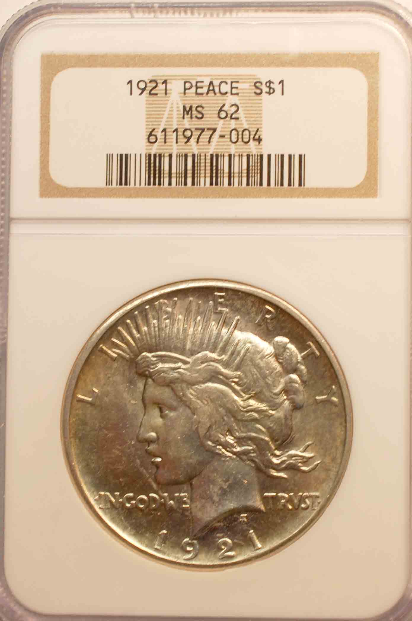1921-Peace-Dollar,-Purchased-Raw,-Slabbed-By-NGC