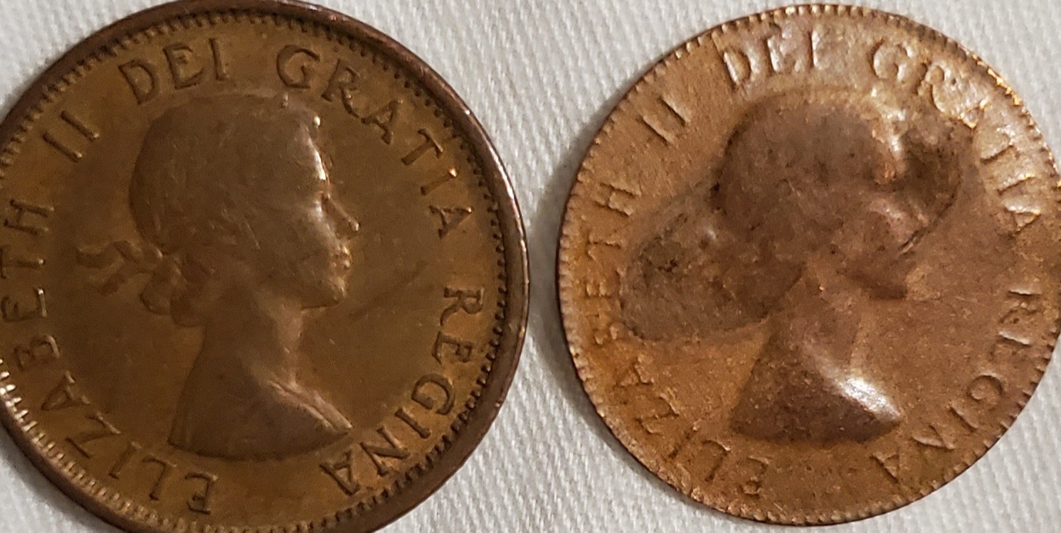 1957-Canadian-Penny-Possibly-On-A-Dime-Sized-Copper-Blank