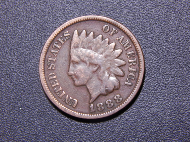 Cleaned-1888/7-Indian-Cent-&-Weight