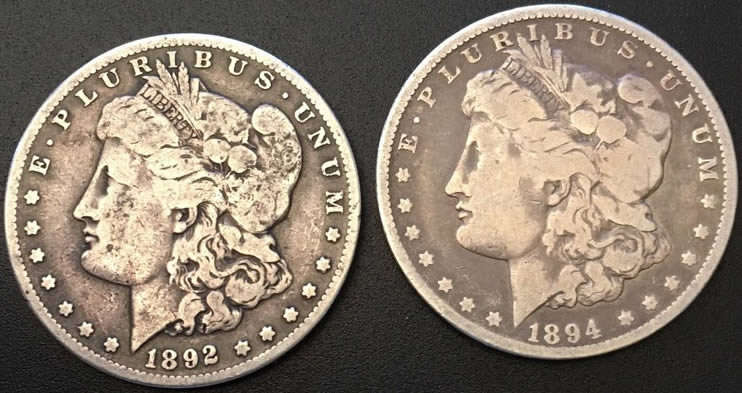 1892-S-And-1894-O-Morgan-Dollars
