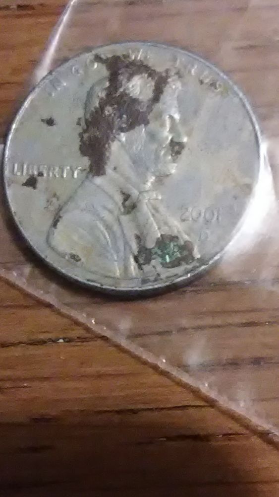 2001-D-Penny-Has-A-Silver-Film-Inconsistent-Though
