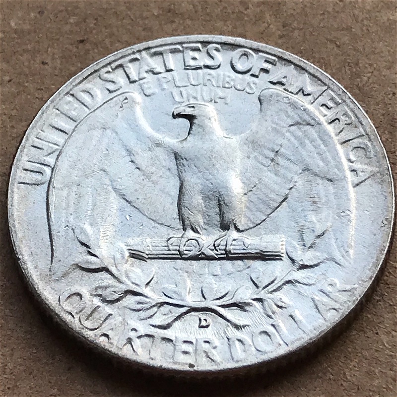 1956-D-Washington-Quarter---Unusual-Lines-On-Reverse-Near-Mint-Mark--Error?