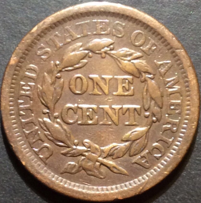 1855-Large-Cent-Slanted-55-Knob-On-Ear-Weight