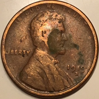 1919-S-Lincoln-Cent-With-A-Fold-Over-Lamination-On-Lincoln'-Head.