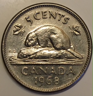 1968-Canadian-Nickel.-Doubling-On-The-Reverse.-Over-Abrated-Die?