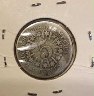 1866-Shield-Nickel,-Slightly-Rotated-Die.