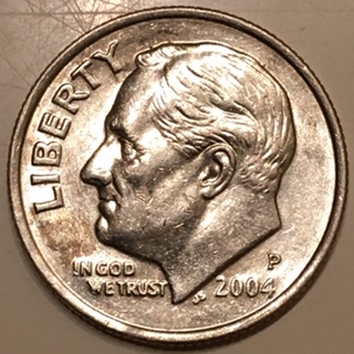 2004-P-Roosevelt-Dime.-Feeder-Finger-Damage,-Missing-Elements.
