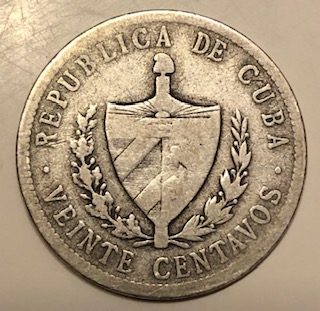 1915-Cuban-Veinte-Centavos-Fine-Reeding-With-146-Reeds.