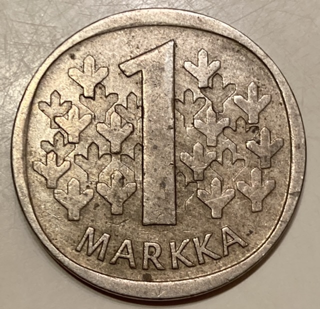 1972-S-Finnish-1-Marka-Some-Devises-Appears-Doubled-On-The-Reverse.
