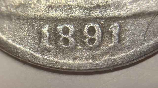 1891-Seated-Liberty-Dime.-Weight-1.50-Grams.-PSD-Or-Tapered-Planchet?