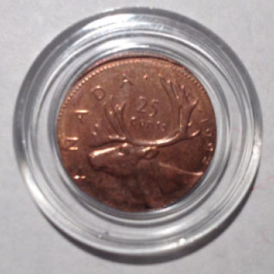1993-Or-5--25c-On-1c-Planchet-Error