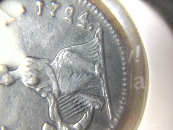 1724xf-Au-Woods-Half-Penny-Harp-On-Left-Side!-Error?-Silver?