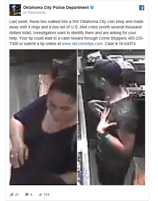 Oklahoma-City,-OK---Coin-Shop-Robbed,-Police-Asking-For-Assistance