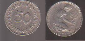 Bundesrepubuk-Deuischland-Pfennig-50-1969-Face-Value