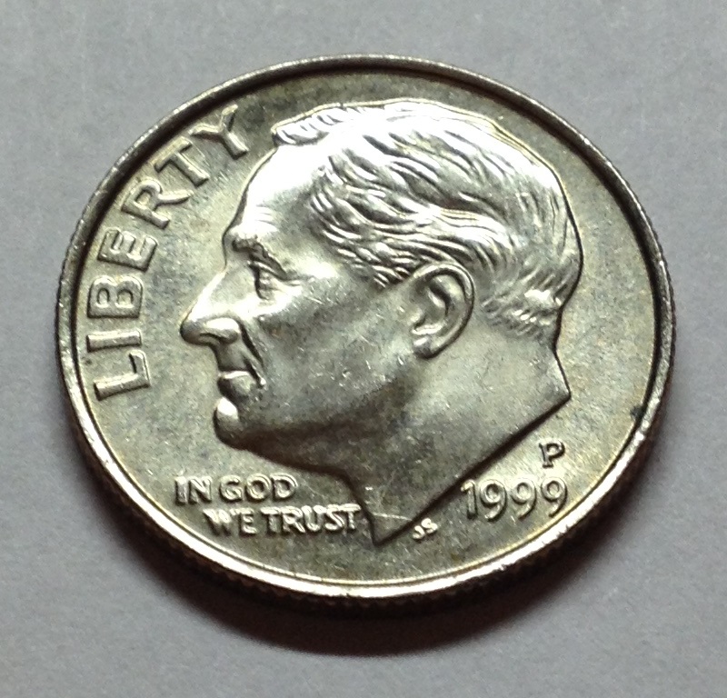 Two-Roosevelt-Dimes-With-Cracks/Chips