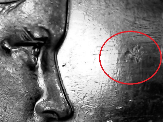 1966-Cad-5-Cent-Die-Gouge-Of-Some-Sort?