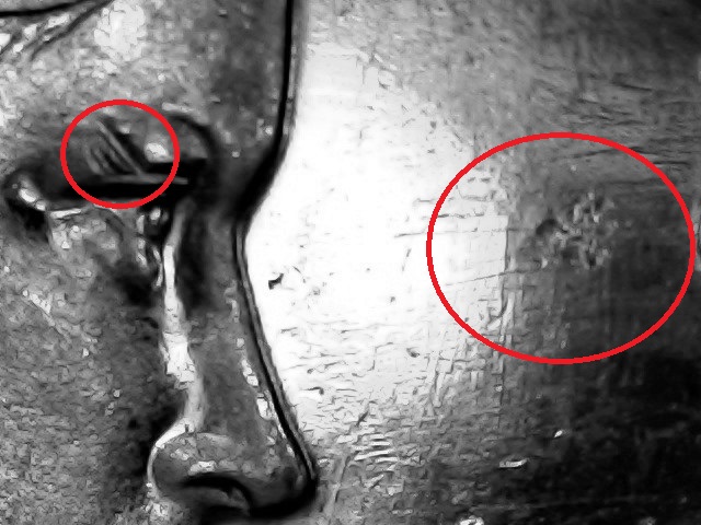 1966-Cad-5-Cent-Die-Gouge-Of-Some-Sort?