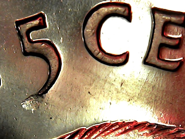 1966-Cad-5-Cent-Die-Gouge-Of-Some-Sort?